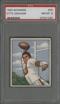 1950 Bowman #45 Otto Graham Rookie Card - PSA NM-MT 8